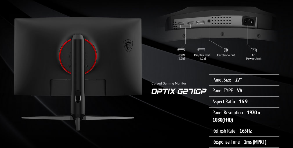 NeweggBusiness MSI Optix G271CP 27" Full HD 1920 x 1080 165 Hz
